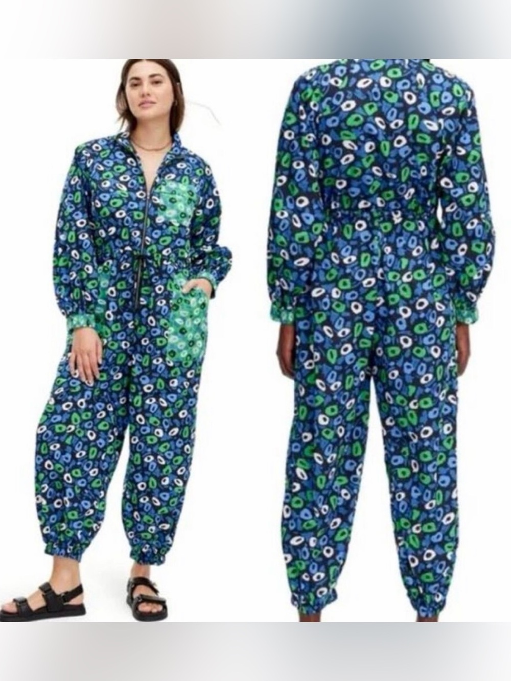 **NWT** Diane Von Furstenburg Jazz Dot Vibrant Zip-Up Jumpsuit